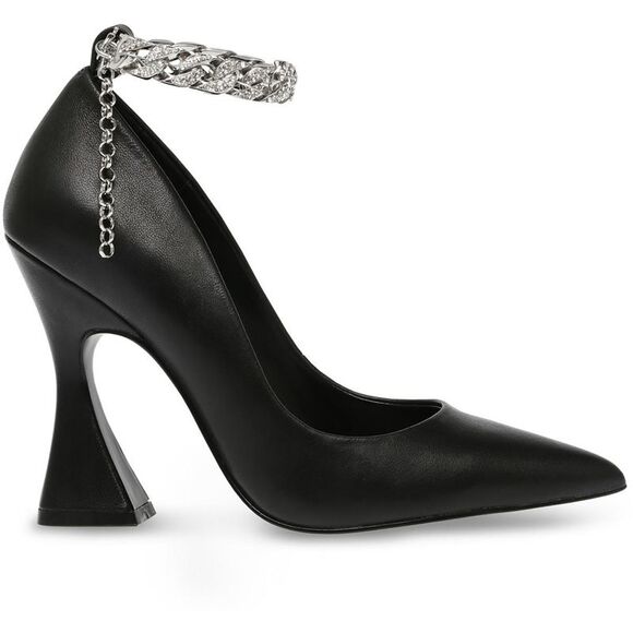 Steve Madden Womens Zippy Black Leather Pointed Toe Dressy Pumps Shoes - Picture 2 of 4